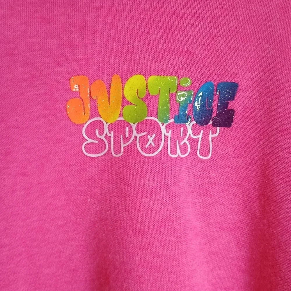 Justice Pink Zip-Up Jacket with White Lettering